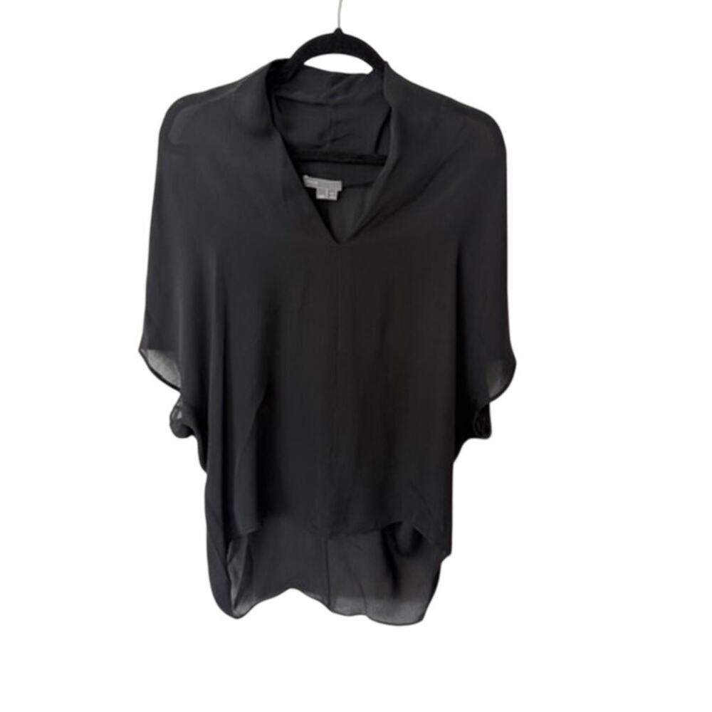 Vince Black Silk Draped Cowl Neck Blouse Top Medium